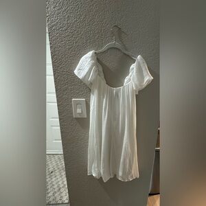 Lulu's White Ruffled Puff Sleeve Babydoll dress